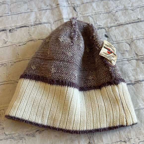 VINTAGE WIGWAM MILLS 100% PURE WOOL OUTER SHELL USA MADE WOMEN’S BEANIE PURPLE - Picture 4 of 7